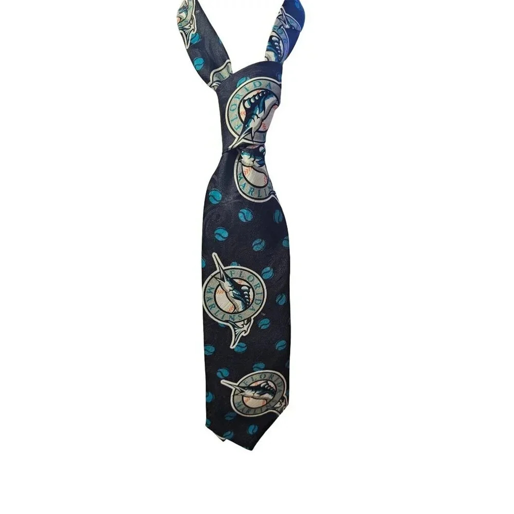 Vintage 1994 Ralph Marlin MLB Florida Marlins Men's Neck Tie Made in USA - Picture 3 of 7